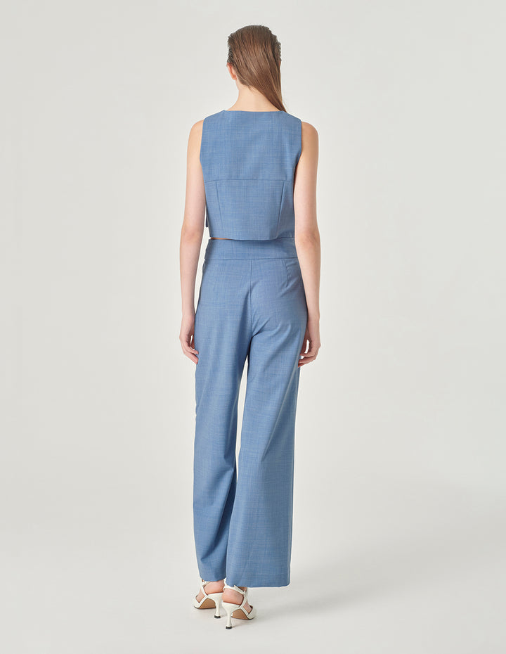 MARYLING Mist Blue V-Neck Short Vest