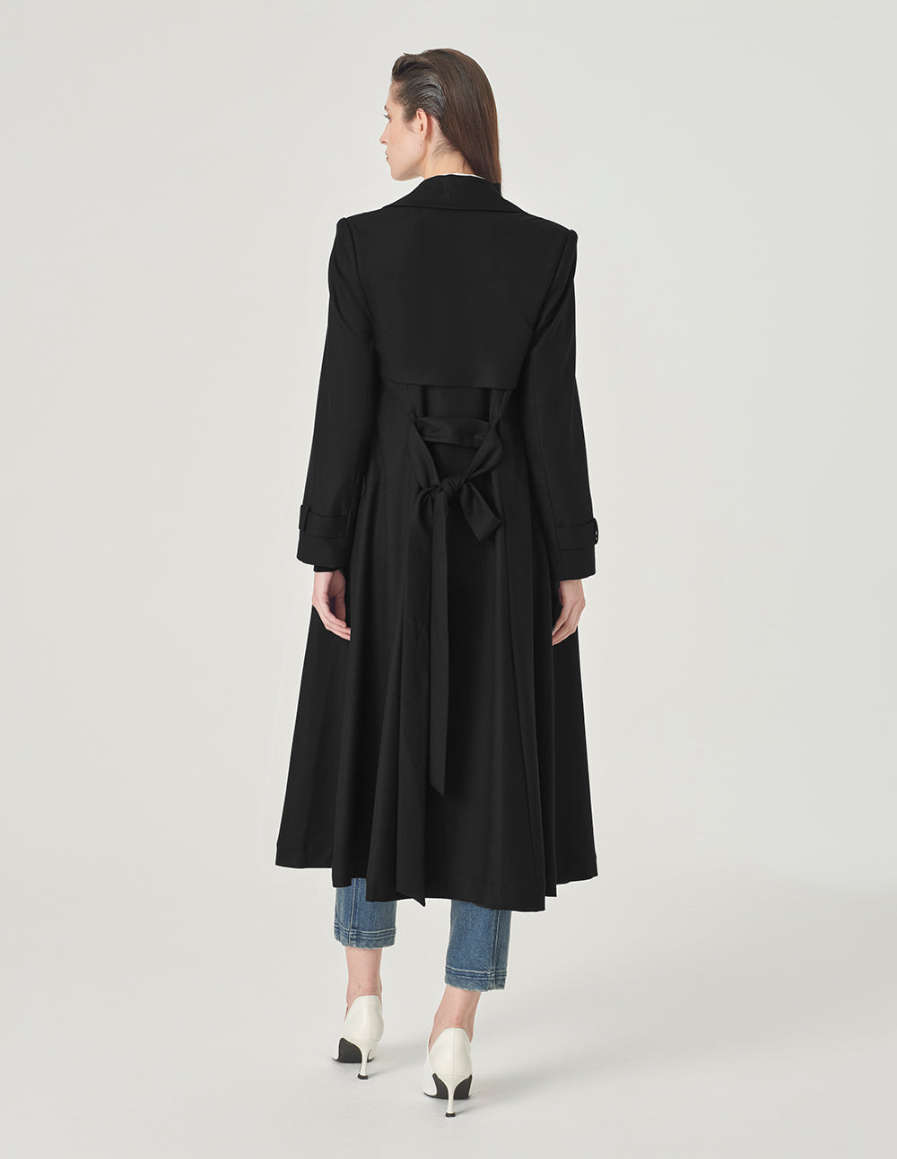 MARYLING Black A-Line Windbreaker Coat