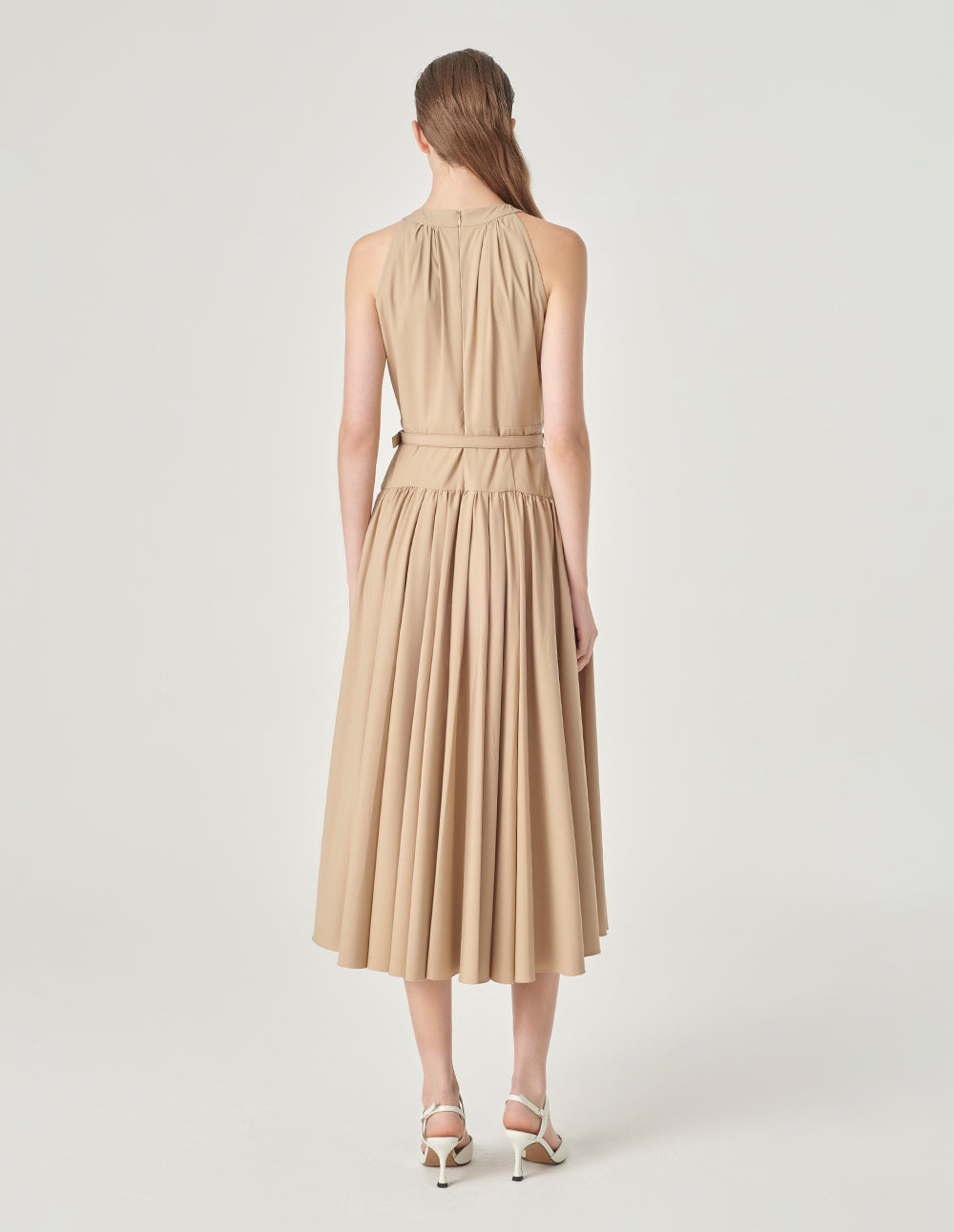 MARYLING Off-The-Shoulder Pleated Slip Dress