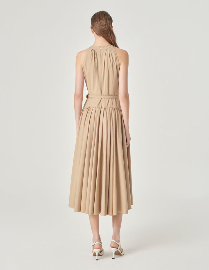 MARYLING Off-The-Shoulder Pleated Slip Dress