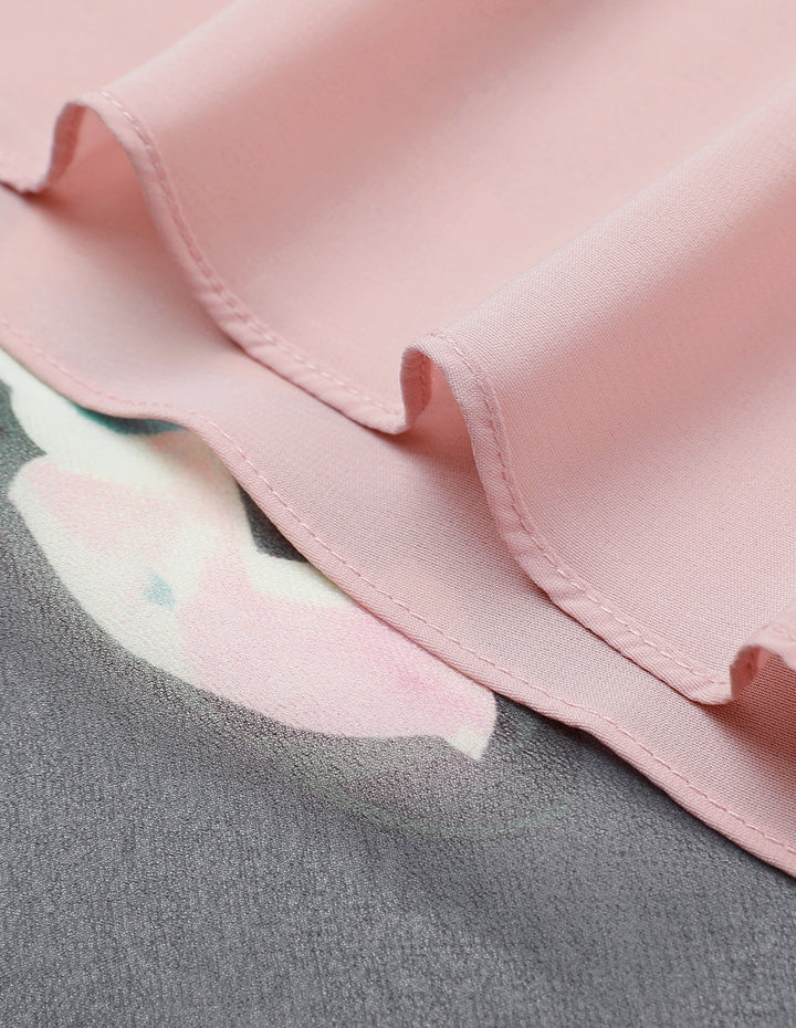 MARYLING Half Turtleneck Printed Long Sleeves Large Hem Midi Dress