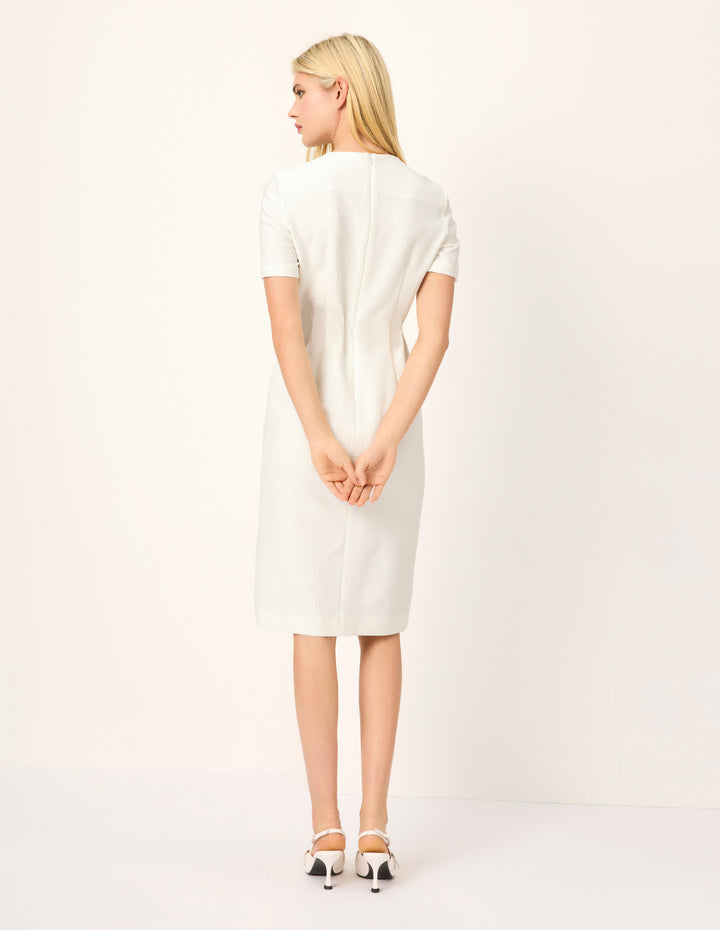 MARYLING Square Neck Short Sleeve Straight Midi Dress