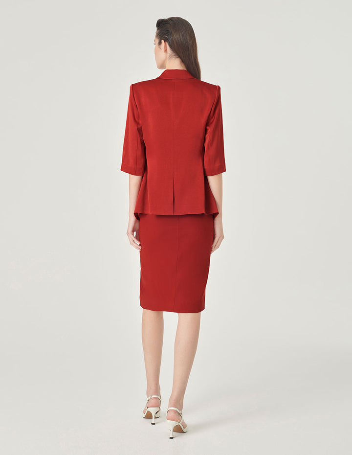 MARYLING Brick Red Pencil Skirt