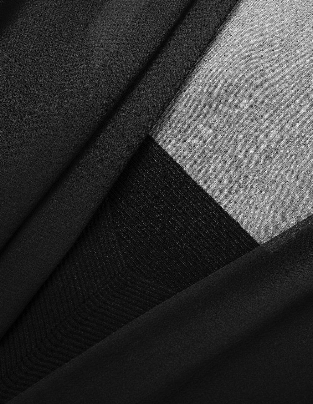 MARYLING Stylish Black Sheer Overlay Waist Top