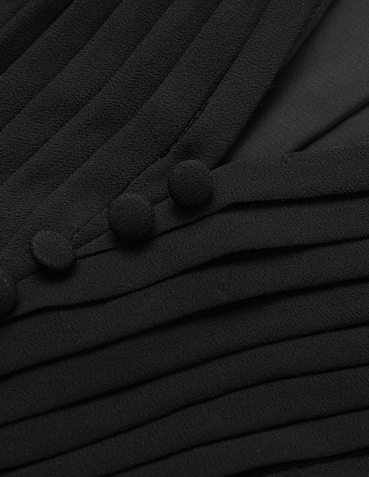 MARYLING Ruffle Short Sleeve V-Neck Fishtail Dress