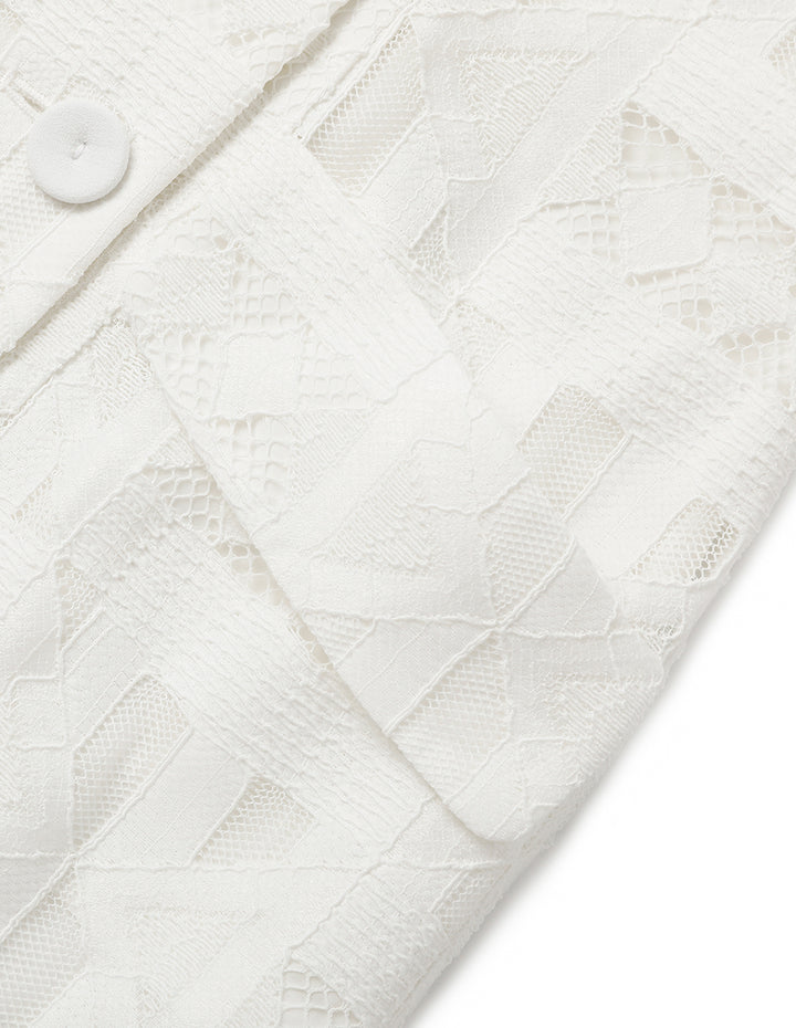 MARYLING White Suit-Style Over-The-Knee Fishtail Dress