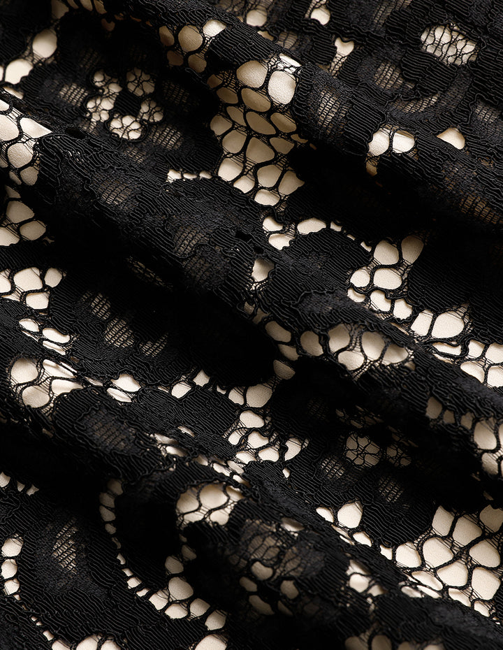 MARYLING Puff Sleeve Fishtail Lace Dress