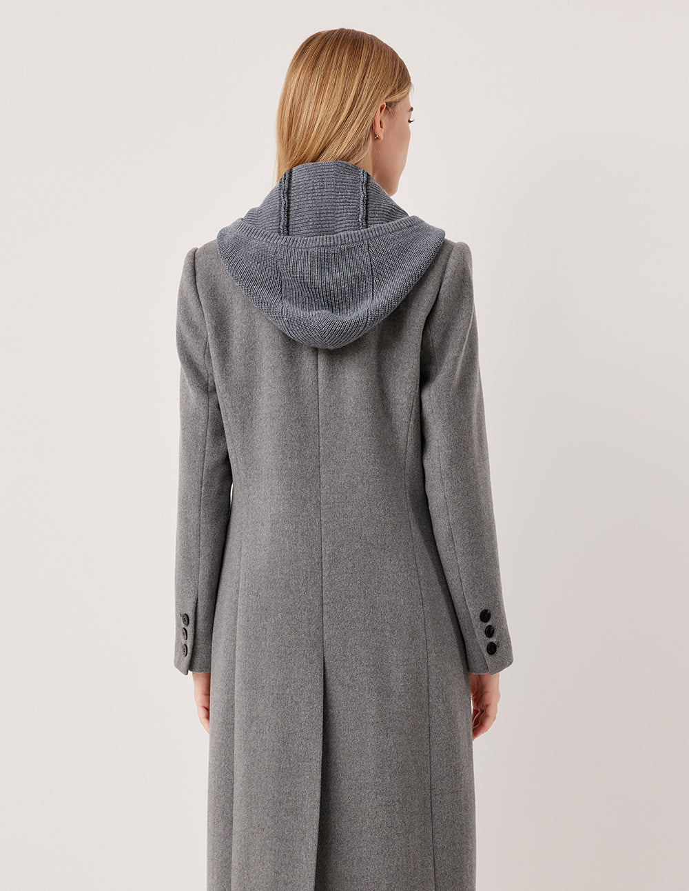 MARYLING Wool Knit Hooded Cape Shawl