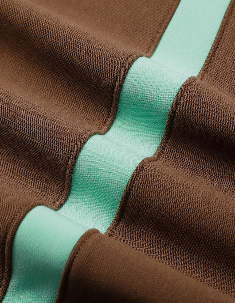 MARYLING Blue And Brown Colour Block Hooded Casual Sweatshirt