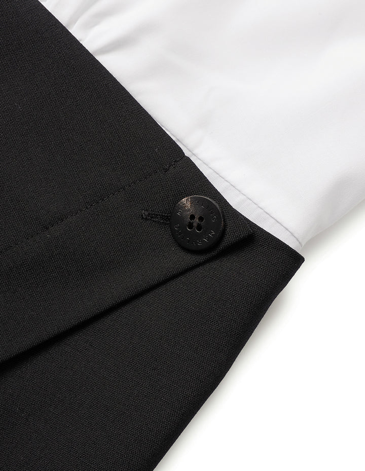 MARYLING Black And White Contrast Shirt Dress