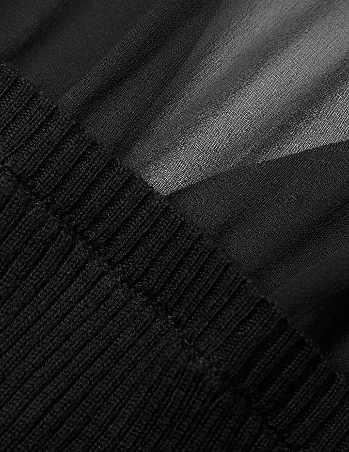 MARYLING Black Knit Woven Top Strappy Top