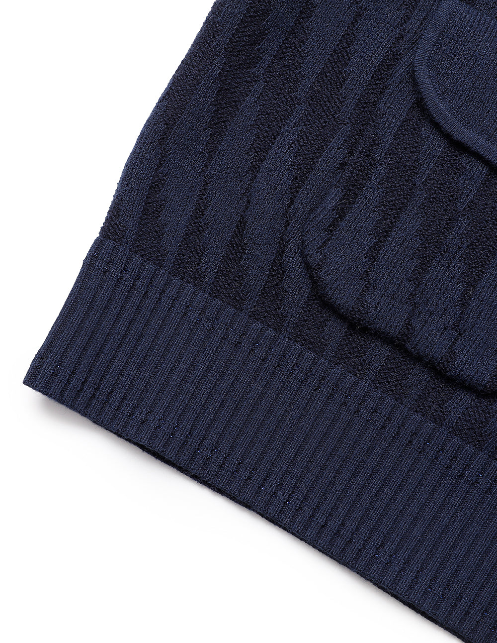 MARYLING Dark Blue V-Neck Two-Color Knitted Cardigan