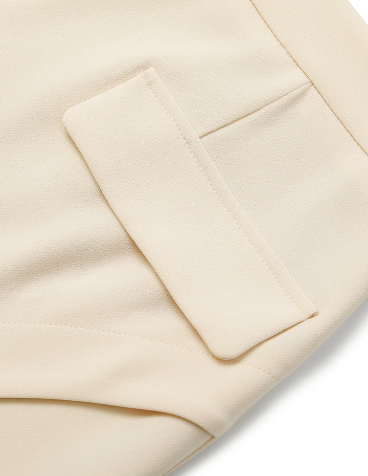 MARYLING Cream  Straight Knee-Length Slit Skirt