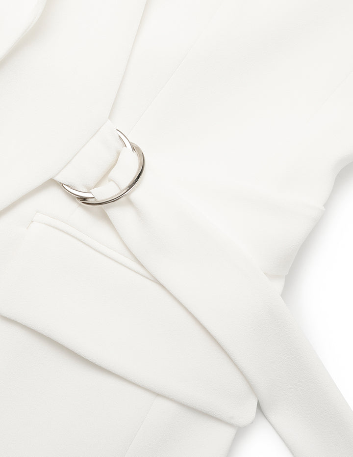 MARYLING Peaked Lapel 3/4 Sleeve Wrap Waist-Tie Blazer