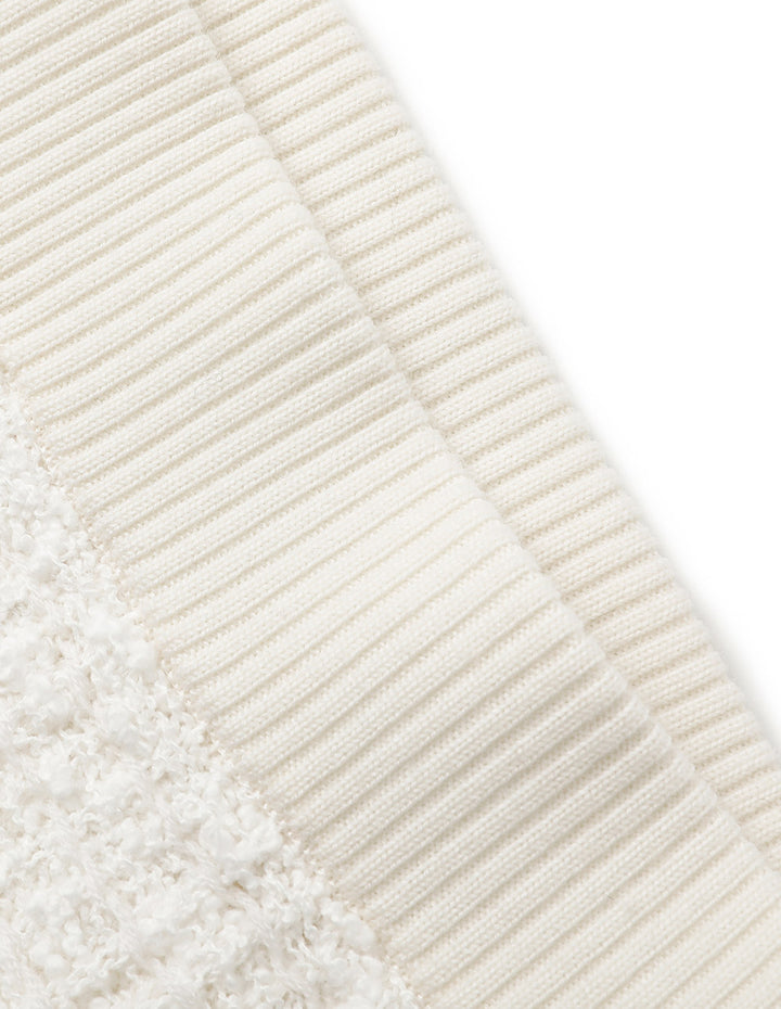 MARYLING Straight Knee-Length White Textured Knit Skirt