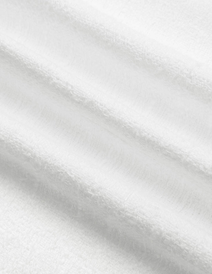 MARYLING White Lapel Collar Tweed Dress