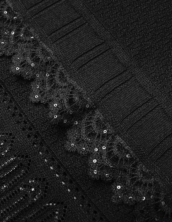 MARYLING Straight Lace Insert See-Through Knee-Length Skirt