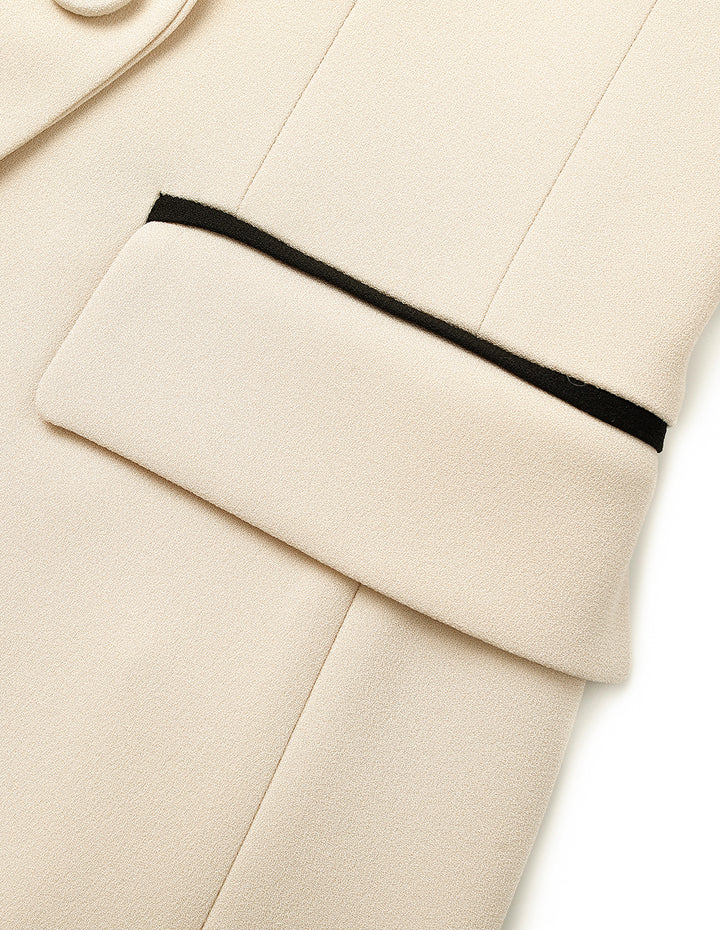 MARYLING Black-Trim Peaked Lapel Double-Breasted Blazer