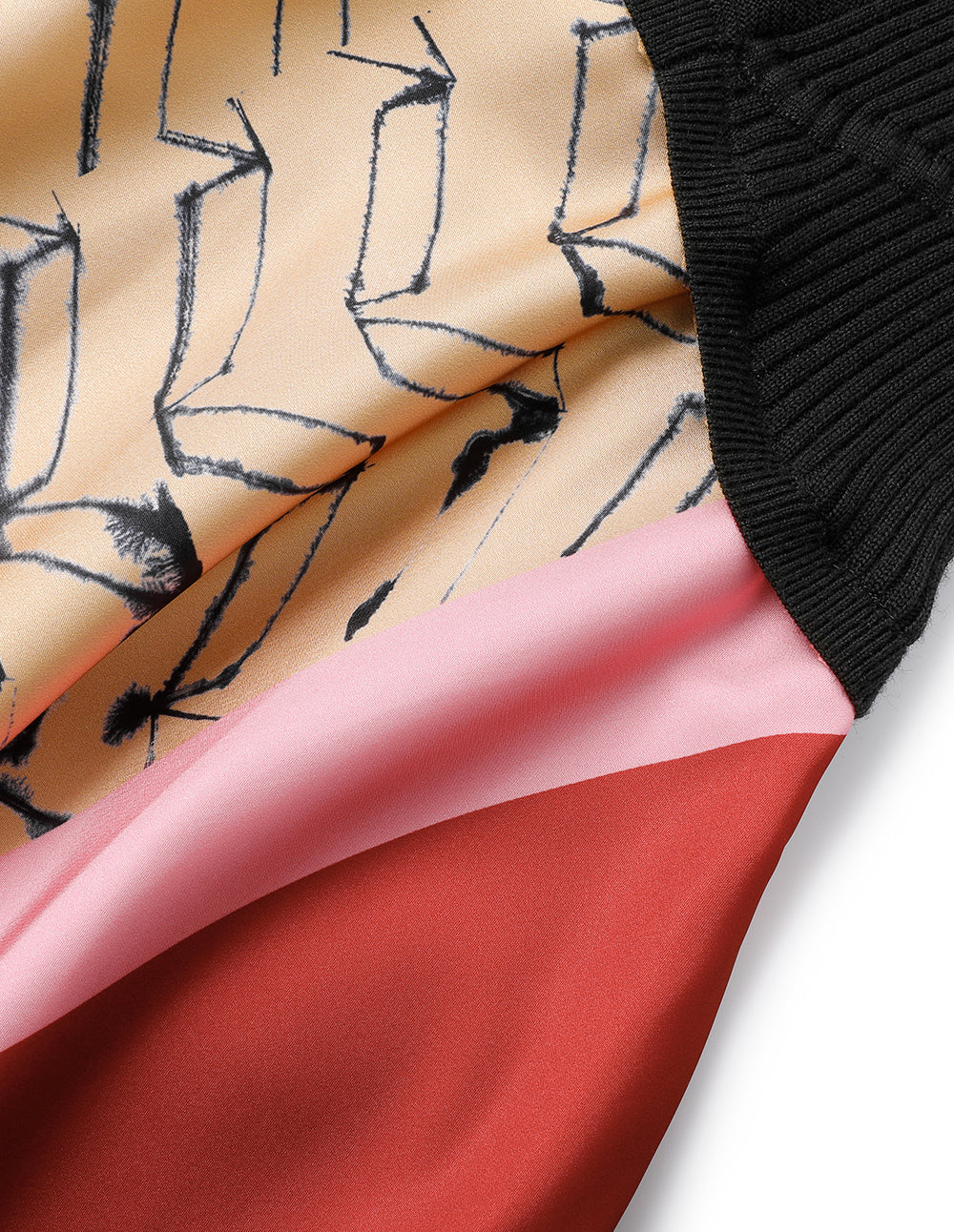 MARYLING V-Neck Printed Knitted Patchwork Dress