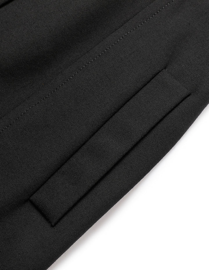 MARYLING Black Faux Wool Knit Slit Dress