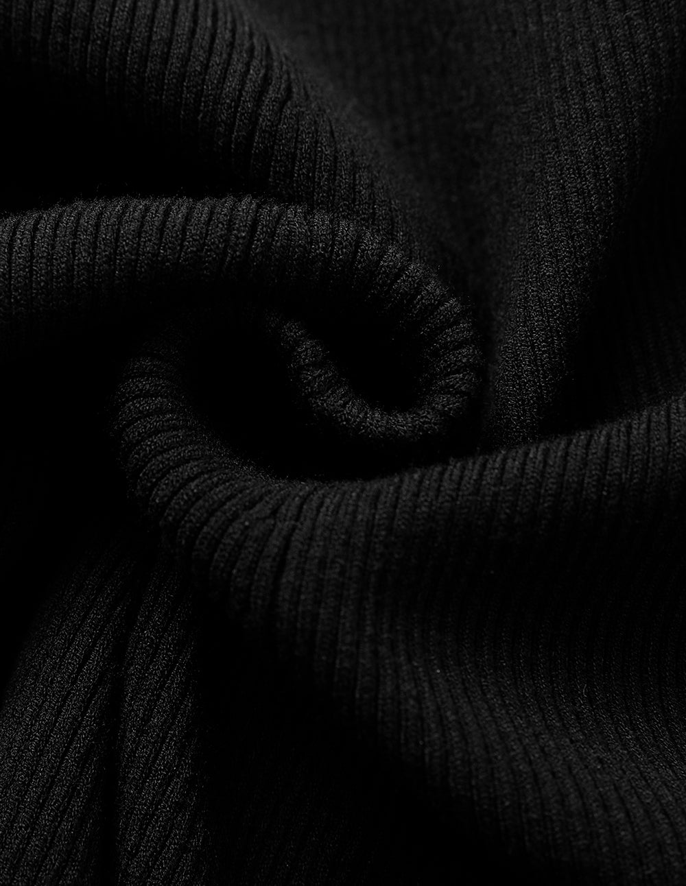 MARYLING Black V-Neck Mid-Sleeve Knitted Dress