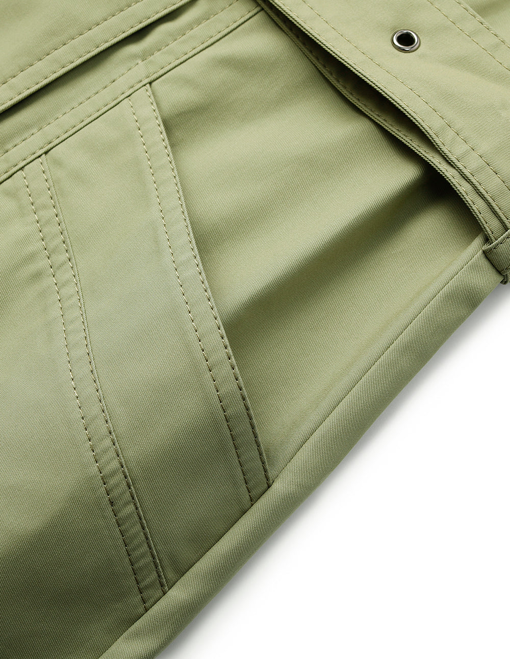 MARYLING Notch Lapel A-Line Double-Breasted Olive Green Windbreak