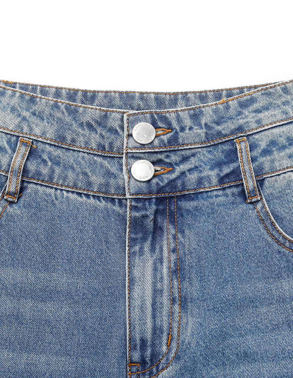 MARYLING Relaxed Straight Leg Washed Denim Jeans
