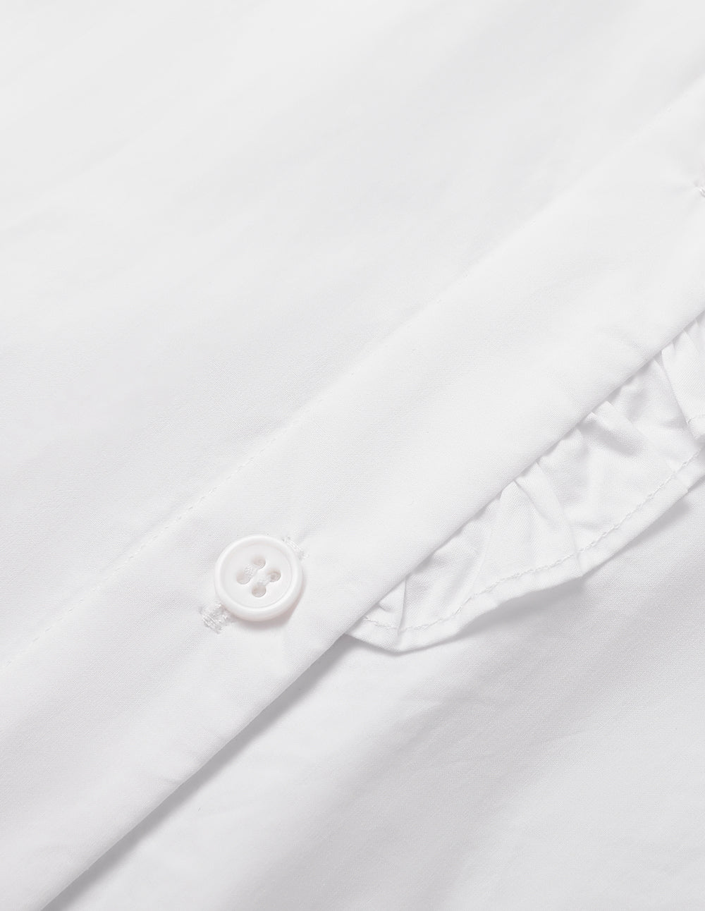 MARYLING Ruffle-Stand Collar Long-Sleeve Cotton Blouse