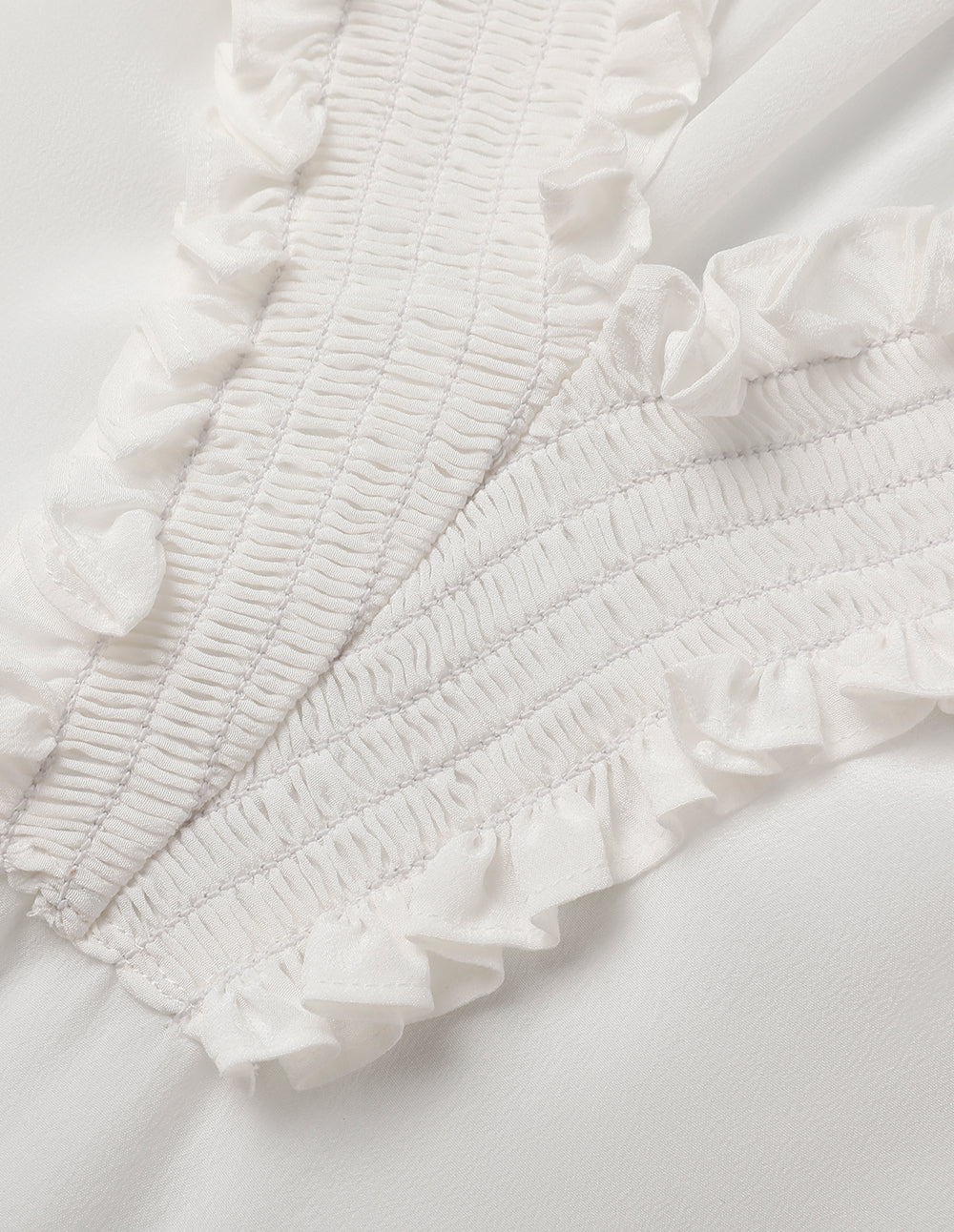 MARYLING V-Neck Ruffle Long-Sleeve Silk Top