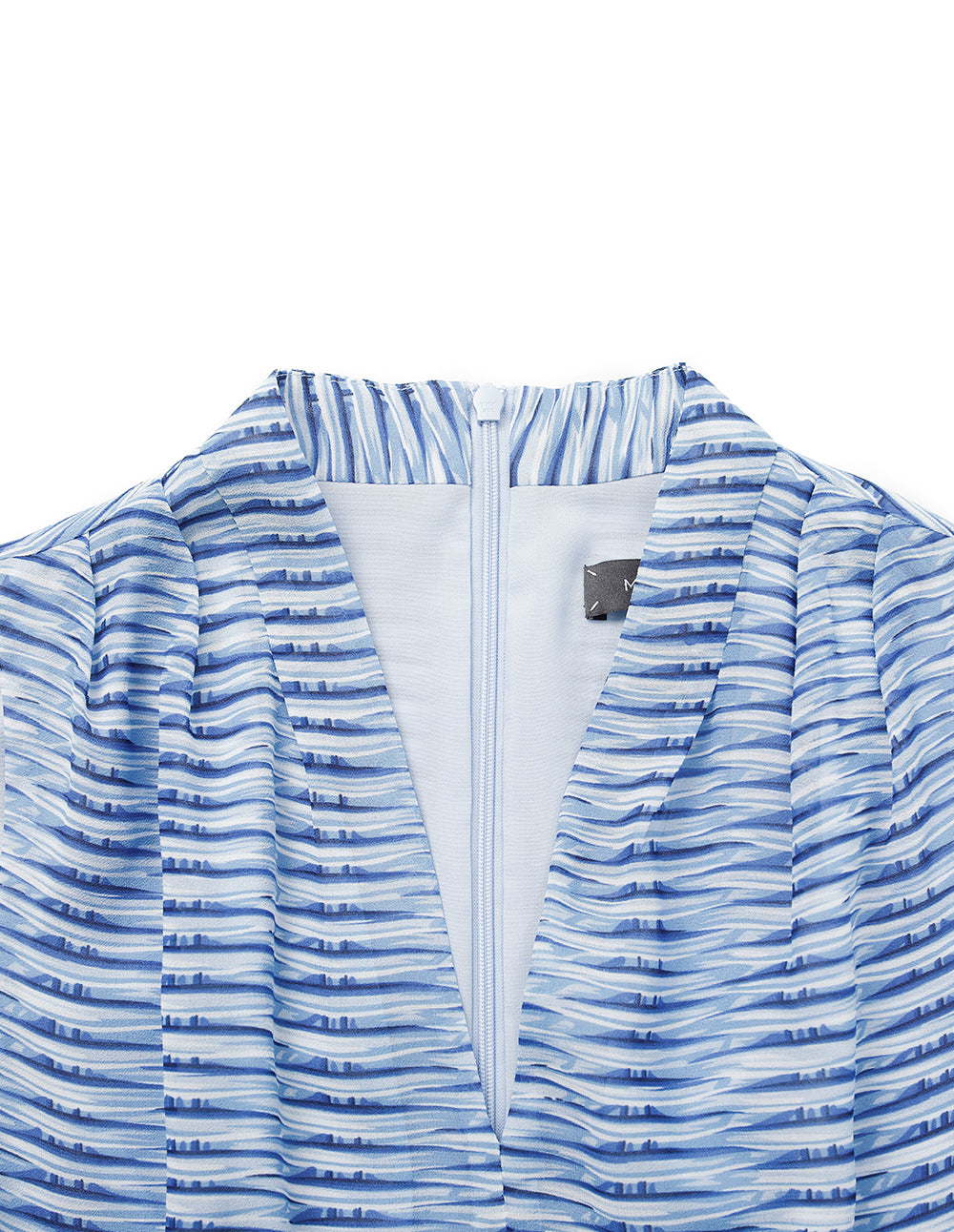 MARYLING V-Neck Belted Sleeveless Striped Pleated Midi Dress