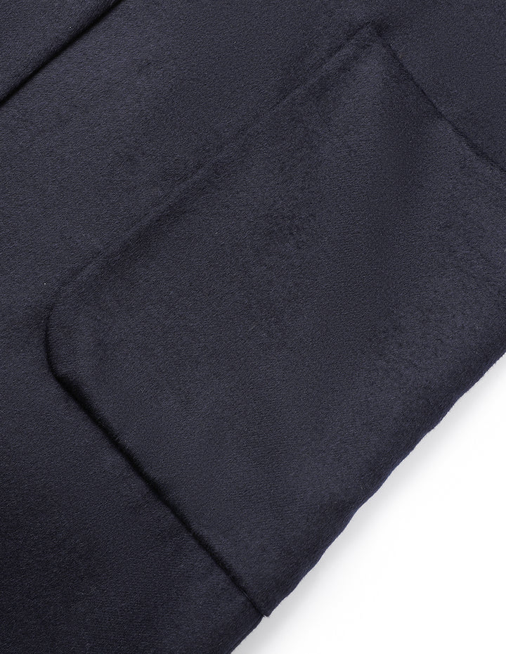 MARYLING Lapel Wrap A-Line Silhouette Silk-Cashmere Coat