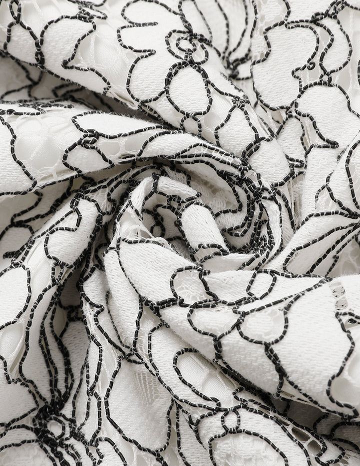 MARYLING Square Neck Puff Sleeve Lace Dress