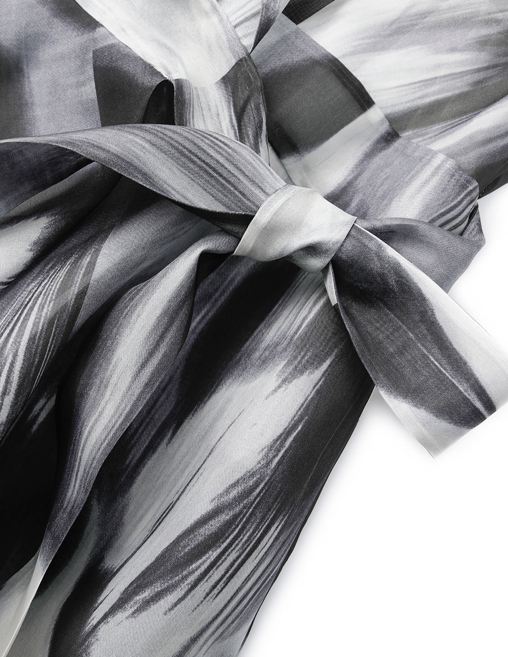 MARYLING Peaked Lapel Short-Sleeve Empire-Waist Artistic Print Midi Wrap Dress