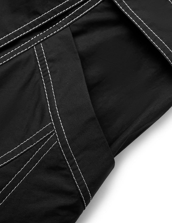 MARYLING Lapel Puff-Sleeve Double-Breasted Wrap Dress