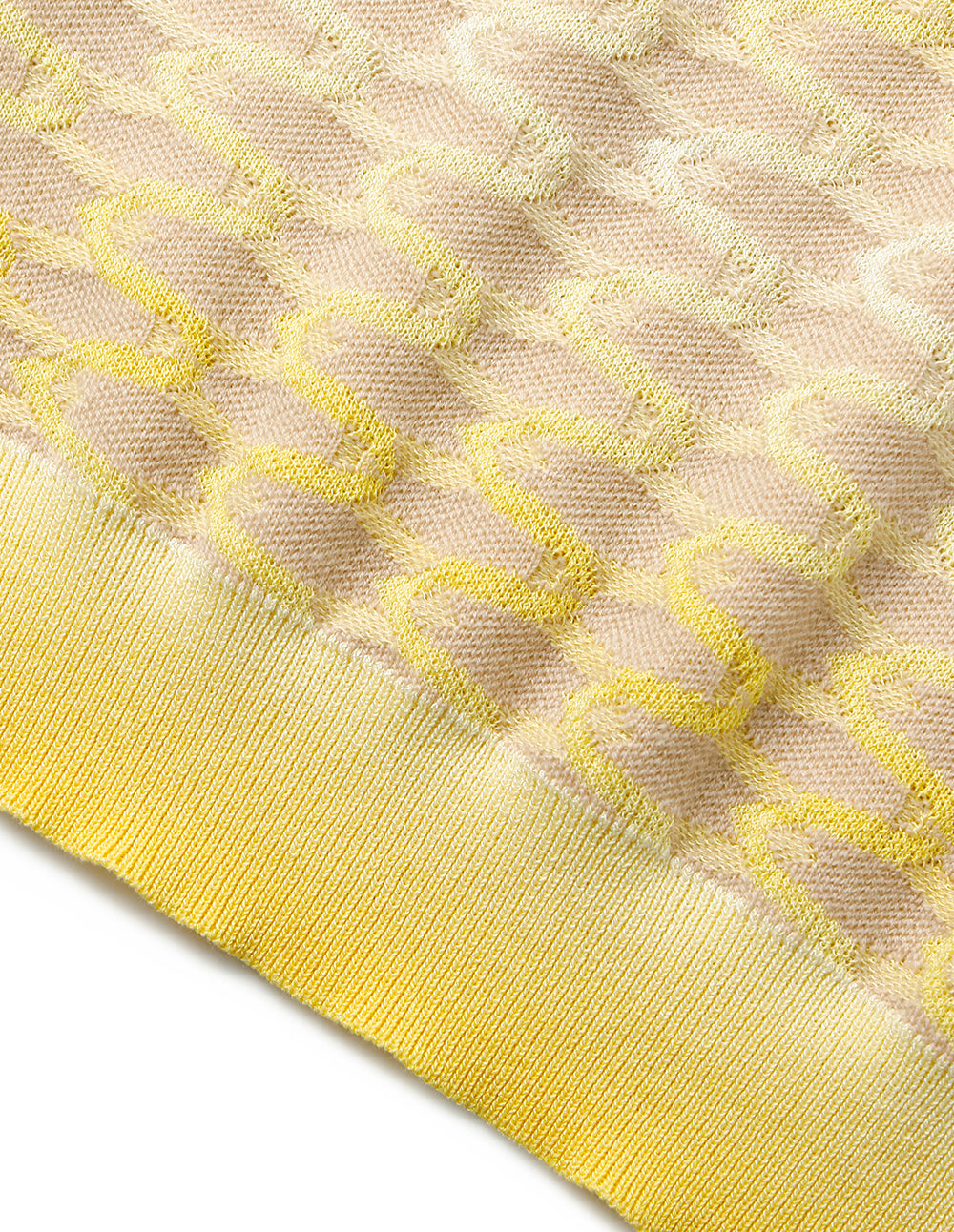 MARYLING Shirt-Collar Short Sleeve Gradient Yellow Knit Pullover