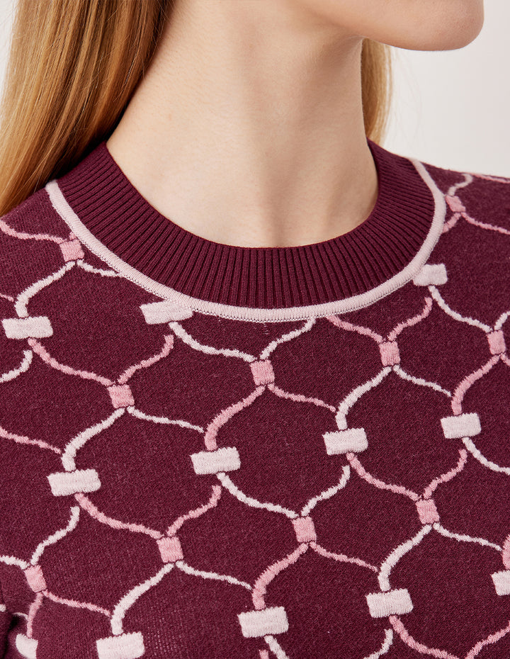 MARYLING Round Neck Short-Sleeve Woven Knitted Top