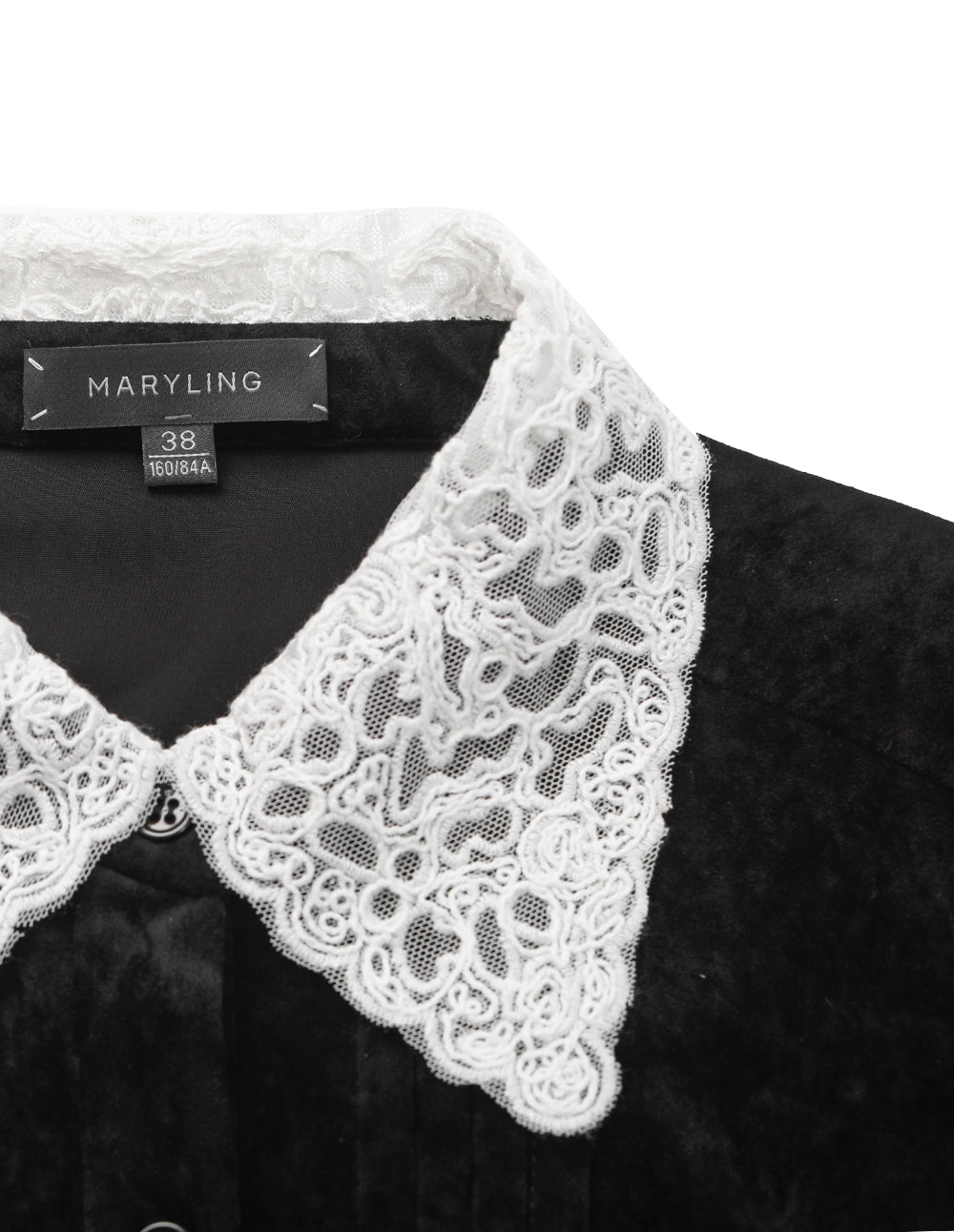 MARYLING Collar & Long Sleeves Velvet Blouse