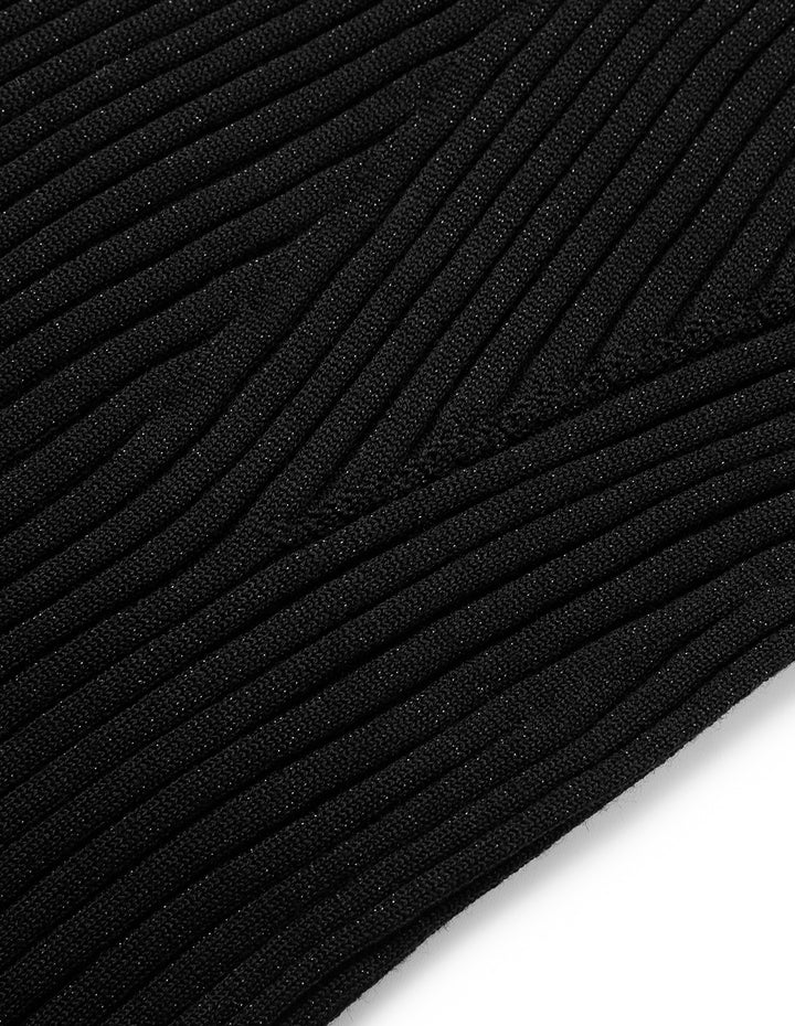 MARYLING Black Knee-Length Trumpet Knitted Skirt