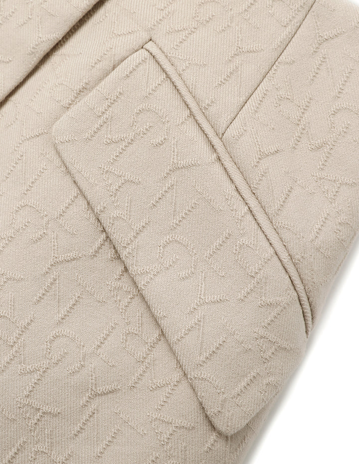 MARYLING Logo Jacquard Suit Collar Short-Sleeved Dress