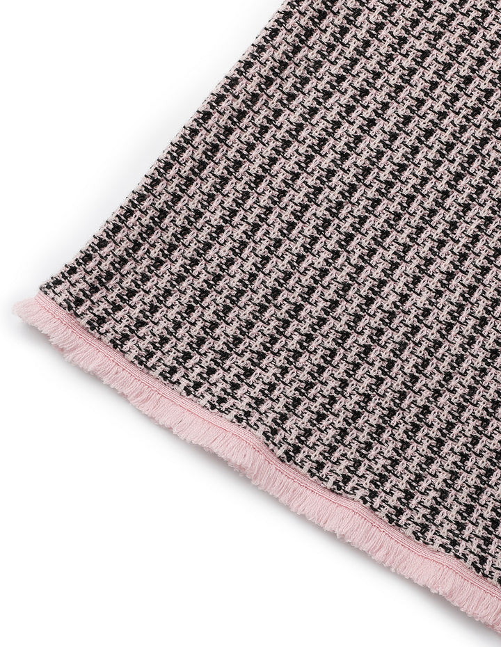 MARYLING Houndstooth Straight-Leg Knee-Length Wool Knitted Skirt