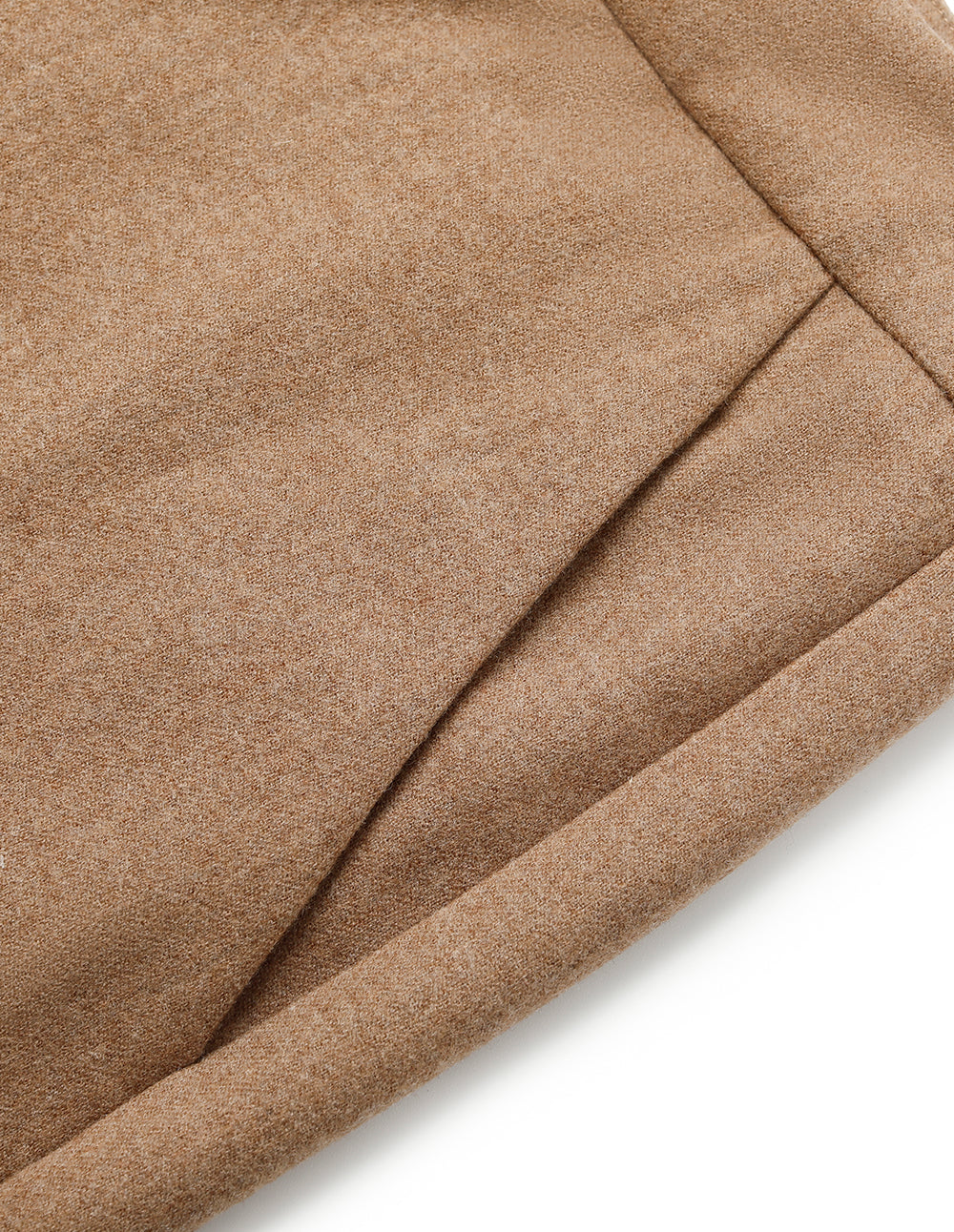 MARYLING Camel Wool High-Waist Straight-Leg Pants