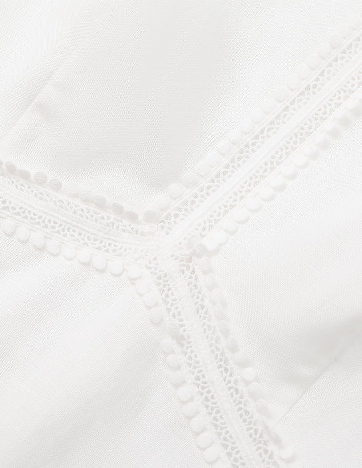 MARYLING Round Neck Sleeveless Empire-Waist Lace Ruffle-Trim Midi Dress