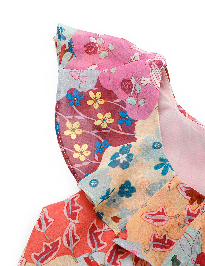 MARYLING Square Neck Ruffled Printed Top