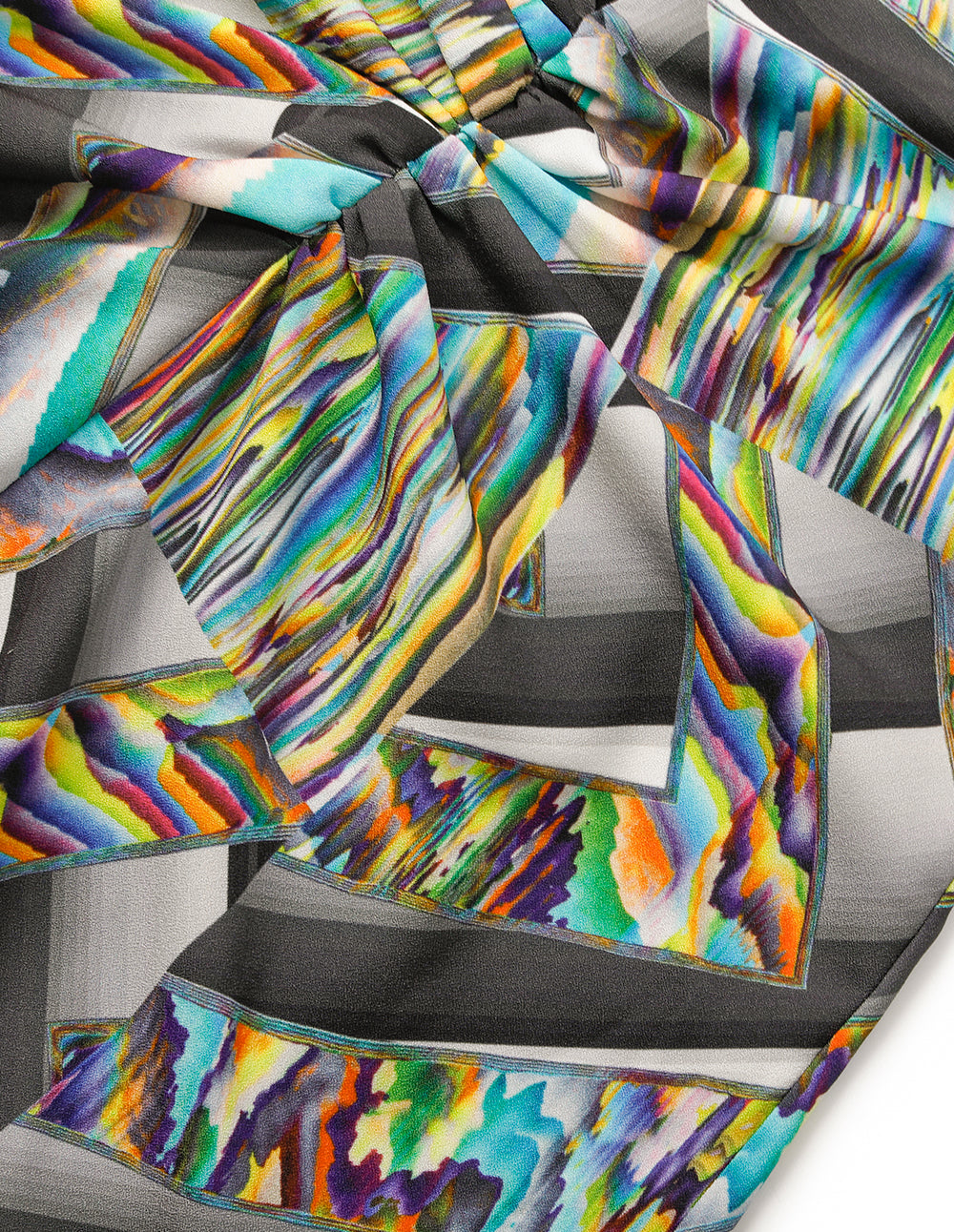 MARYLING Round-Neck Long-Sleeve Empired Knitted Printed Midi Dress