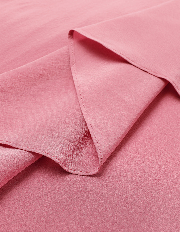 MARYLING Pink Stand Collar Ruffle Top