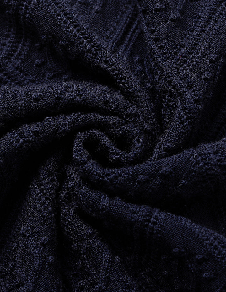 MARYLING V-Neck Short-Sleeve Diamond Check Cardigan