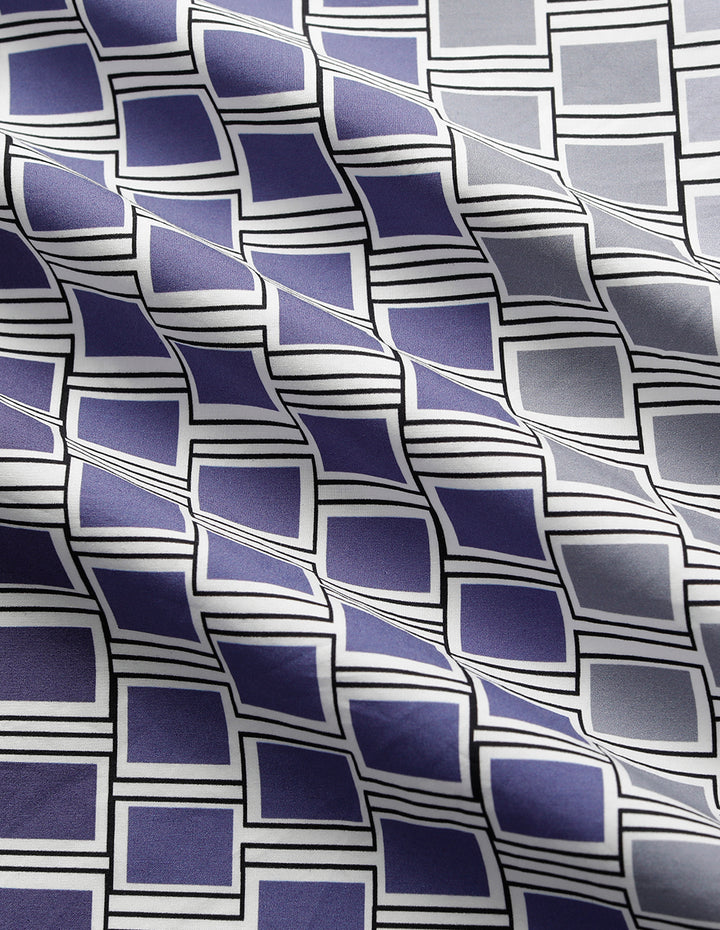 MARYLING Check-patchwork Plaid Tie-Waist Pleated Midi Shirt Dress