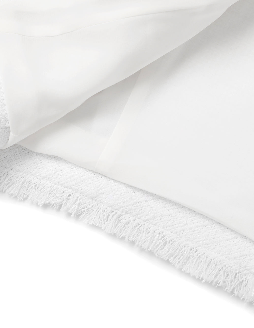 MARYLING White Fringed Tweed Short Blazer