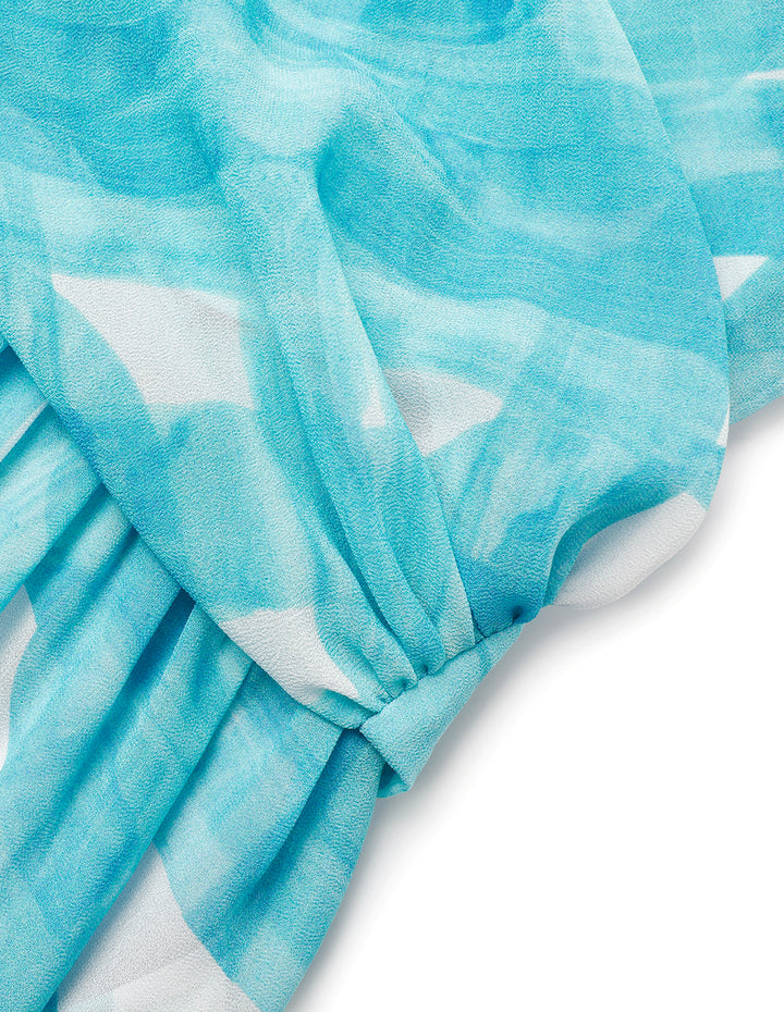 MARYLING Sleeveless Ruffled Hem Printed Dress