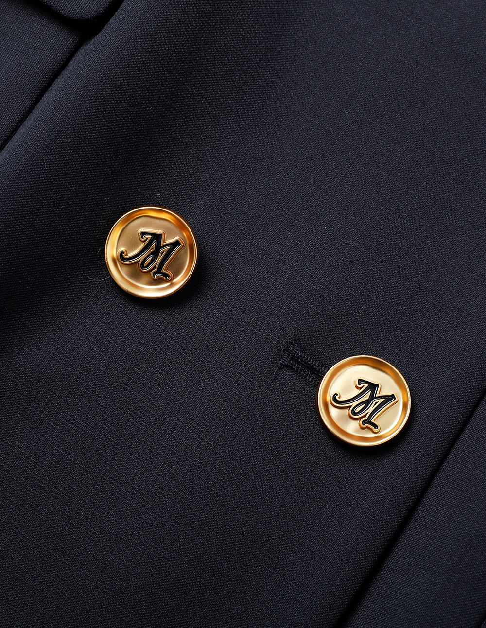 MARYLING Dark Blue V-Neck Long-Sleeve Double-Breasted Shift Mini Dress